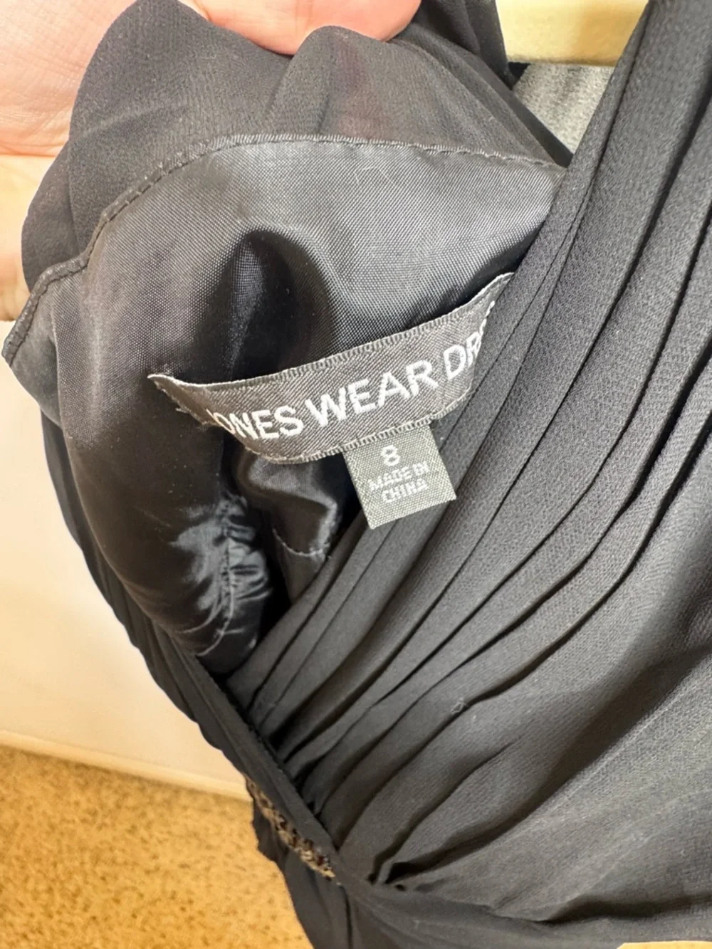 Jones Wear Black One-Shoulder Evening Dress with Beaded Waist - Picture 3 of 4